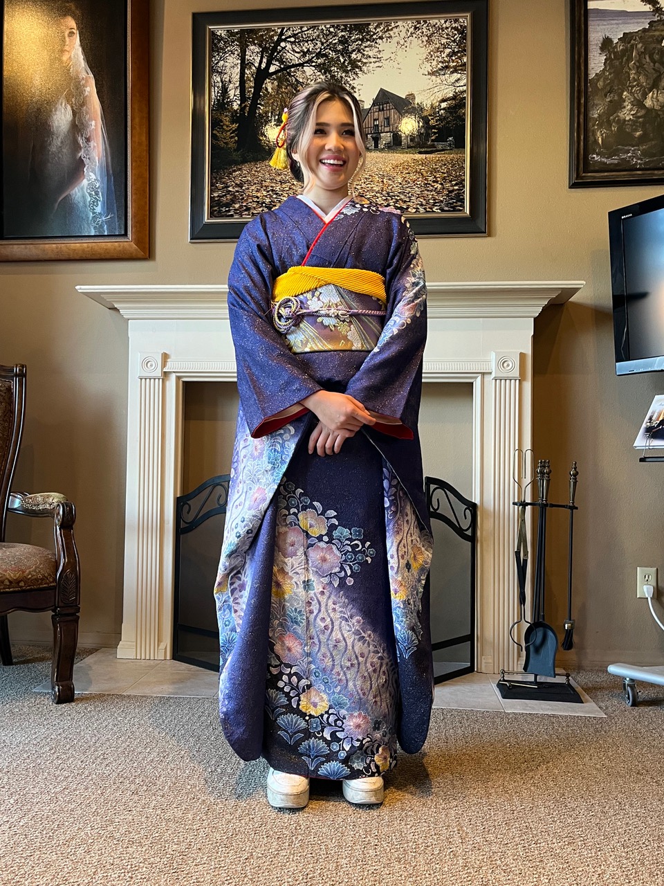 ロサンゼルス 成人式 着付け 紫